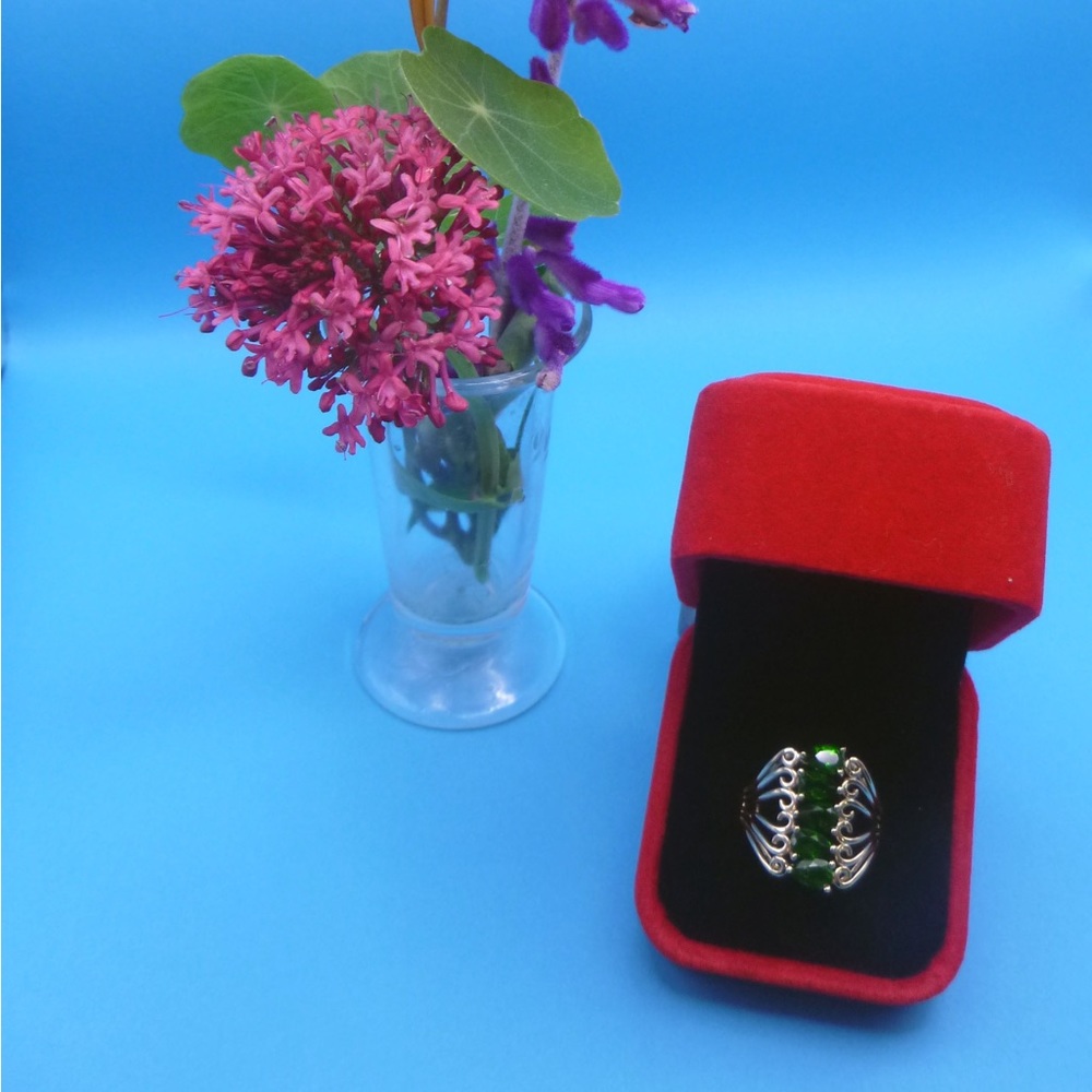 1.75 ctw Russian Chrome Diopside 18K gold over Sterling Silver ring